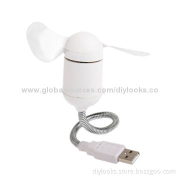 USB LED Colored Flash Word Mini Fan with Switch (Green Flash Word)